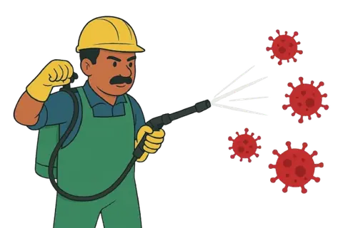 Step 5 of water tank cleaning: Anti-Bacterial Spray